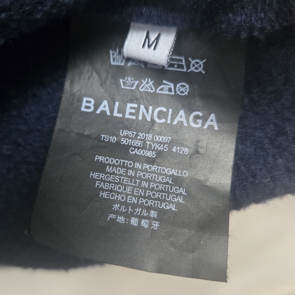 Balenciaga Men's Oversized Navy Blue Hoodie With Golg Logo Size Med - Picture 8 of 9
